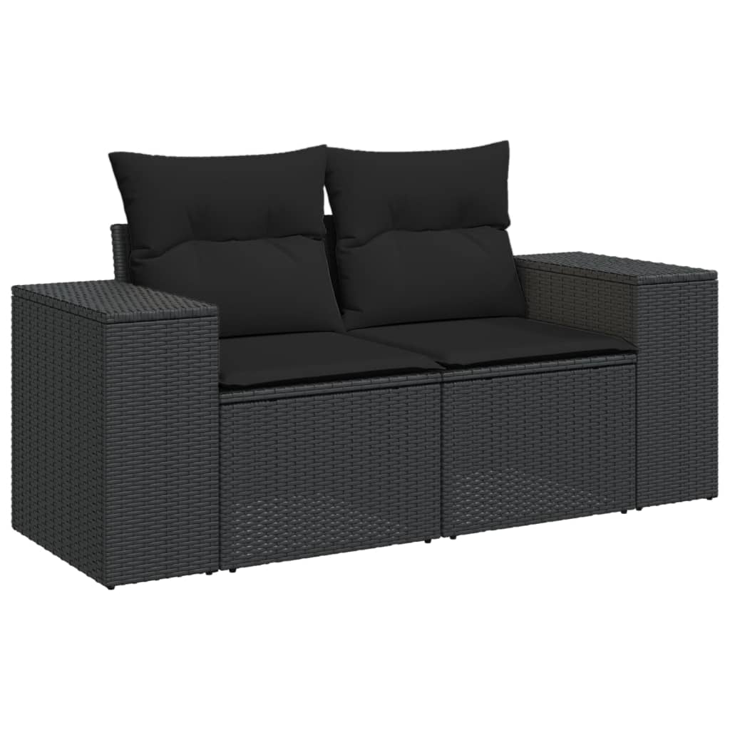 Set Divani da Giardino 3 pz con Cuscini in Polyrattan Nero - homemem39