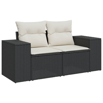 Set Divani da Giardino 3 pz con Cuscini in Polyrattan Nero - homemem39