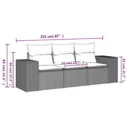 Set Divano da Giardino 3 pz con Cuscini Beige in Polyrattan - homemem39