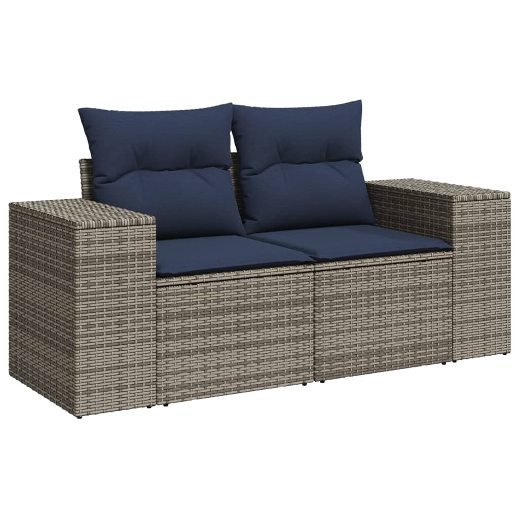 Set Divani da Giardino 3 pz con Cuscini Grigio in Polyrattan | homemem39