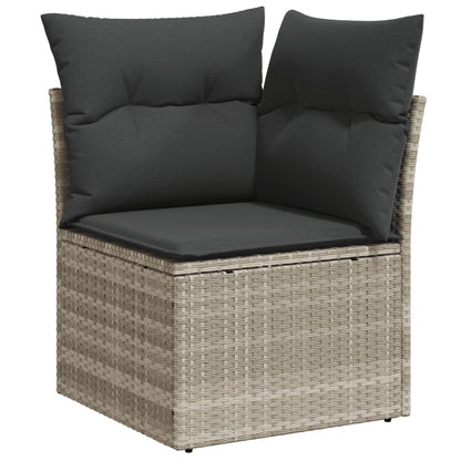 Set Divano da Giardino 3pz con Cuscini Grigio Chiaro Polyrattan - homemem39