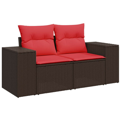 Set Divani da Giardino 3 pz con Cuscini Marrone in Polyrattan | homemem39