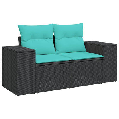 Set Divani da Giardino 4 pz con Cuscini Nero in Polyrattan | homemem39