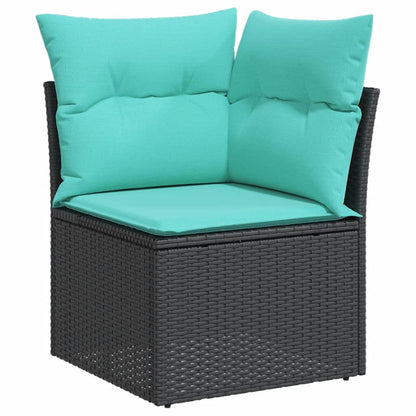 Set Divani da Giardino 4 pz con Cuscini Nero in Polyrattan | homemem39