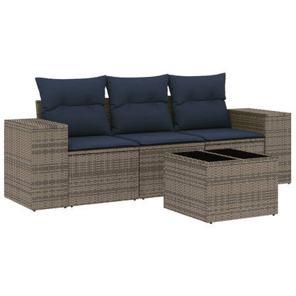 Set Divani da Giardino 4 pz con Cuscini Grigio in Polyrattan