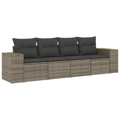 Set Divani da Giardino 4 pz con Cuscini in Polyrattan Grigio - homemem39