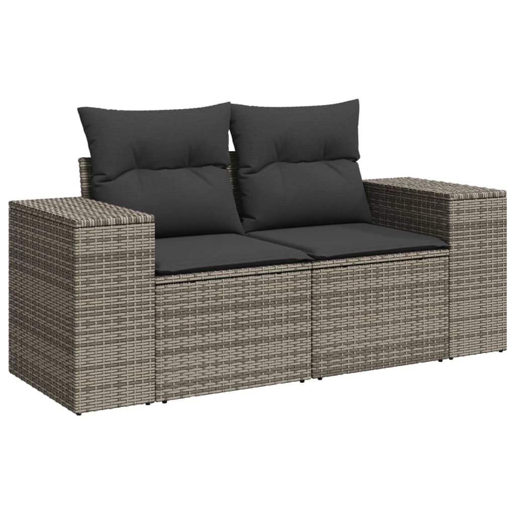 Set Divani da Giardino 4 pz con Cuscini in Polyrattan Grigio - homemem39