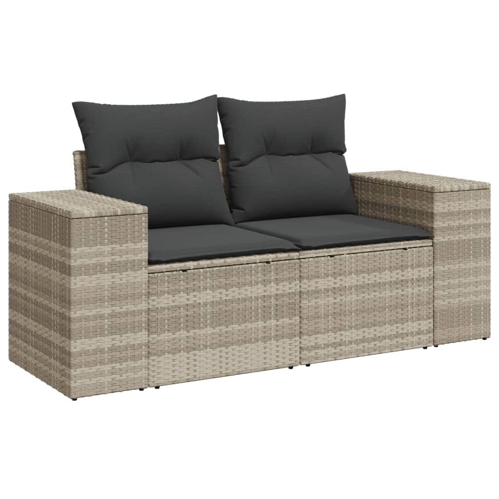 Set Divano da Giardino 5pz con Cuscini Grigio Chiaro Polyrattan - homemem39