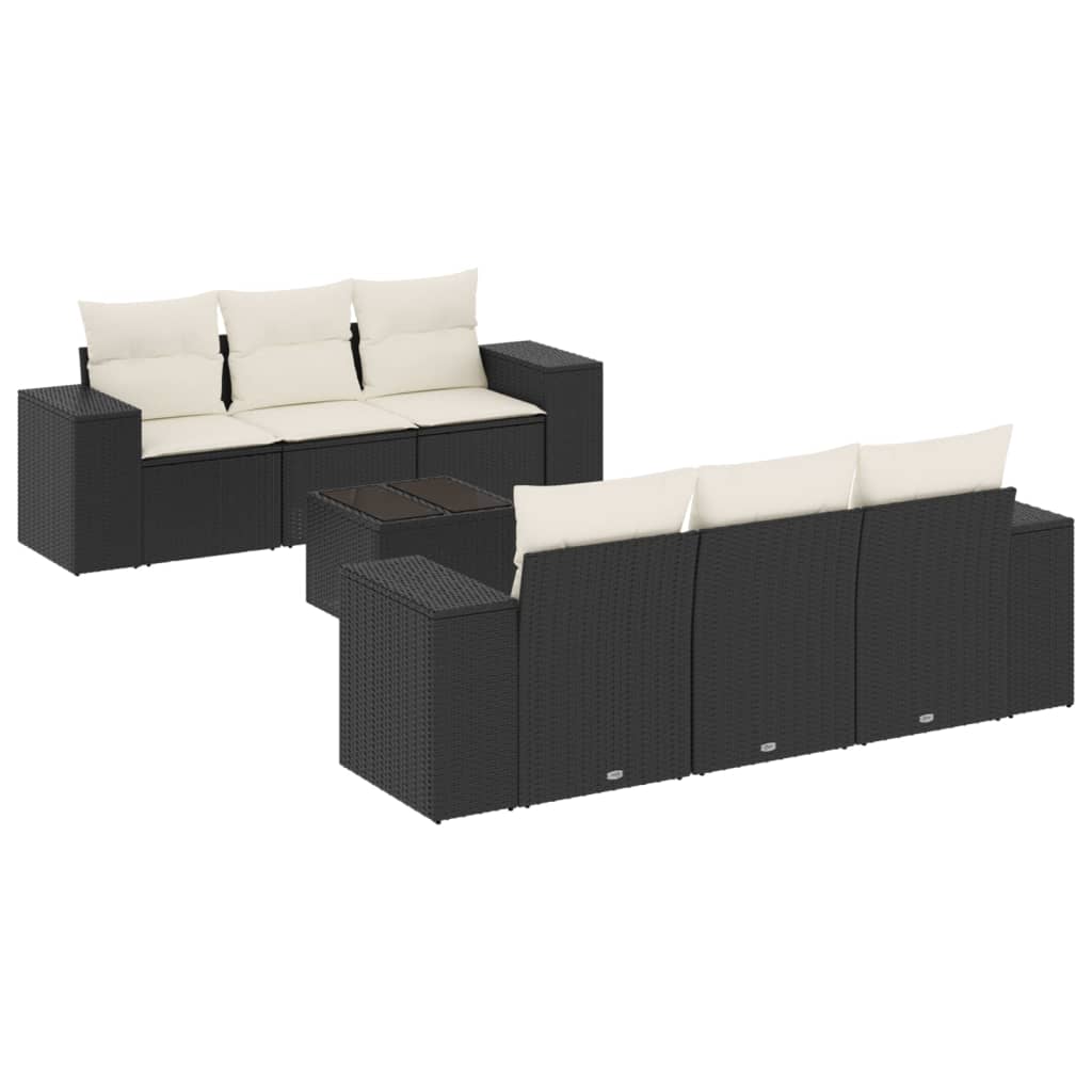 Set Divani da Giardino con Cuscini 7pz Nero Polyrattan - homemem39