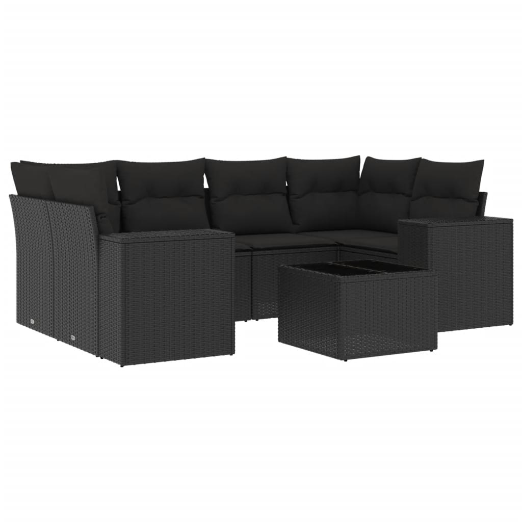 Set Divani da Giardino con Cuscini 7pz Nero Polyrattan - homemem39