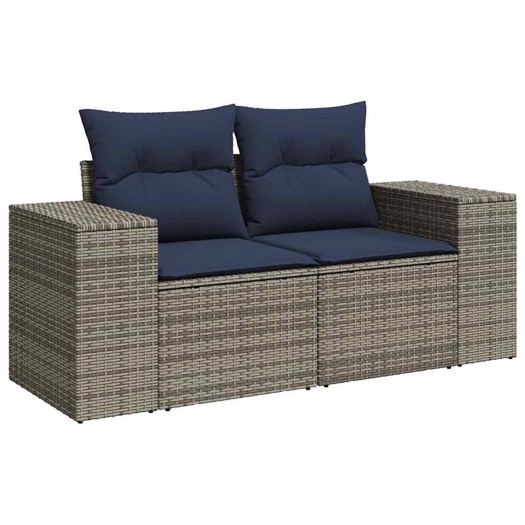 Set Divani da Giardino 7 pz con Cuscini Grigio in Polyrattan | homemem39