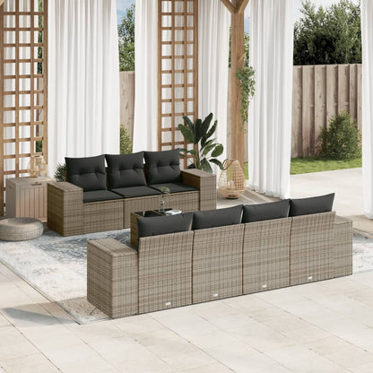 Set Divano da Giardino 8 pz con Cuscini Grigio in Polyrattan - homemem39