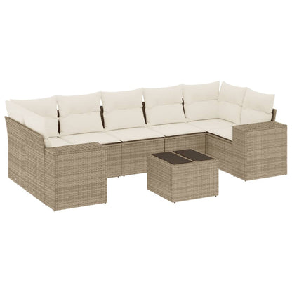 Set Divano da Giardino 8 pz con Cuscini Beige in Polyrattan - homemem39