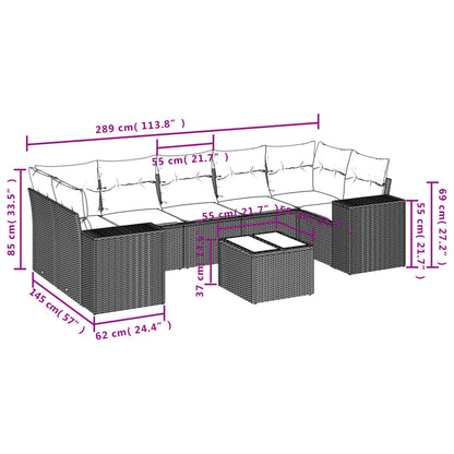 Set Divano da Giardino 8 pz con Cuscini Grigio in Polyrattan - homemem39