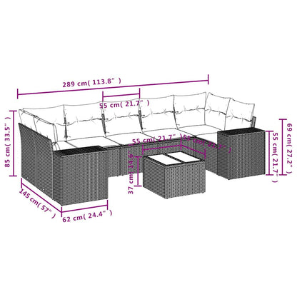 Set Divani da Giardino 8 pz con Cuscini Marrone in Polyrattan | homemem39