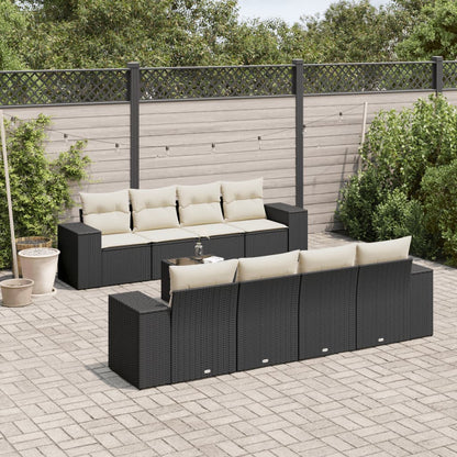 Set Divani da Giardino 9 pz con Cuscini Nero in Polyrattan - homemem39