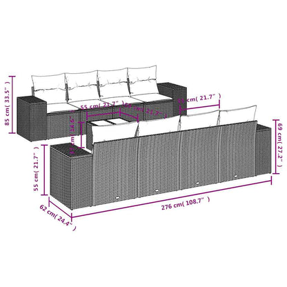 Set Divani da Giardino 9 pz con Cuscini Nero in Polyrattan | homemem39