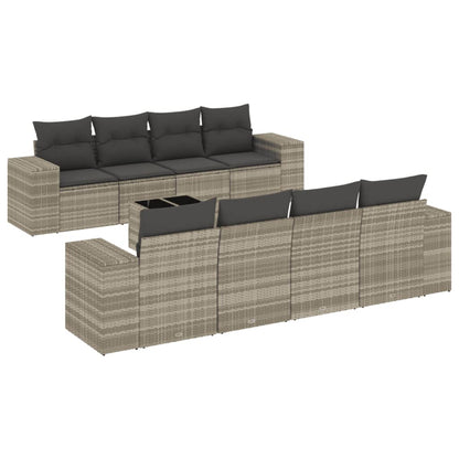 Set Divano da Giardino 9pz con Cuscini Grigio Chiaro Polyrattan - homemem39