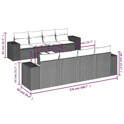 Set Divano da Giardino 9pz con Cuscini Grigio Chiaro Polyrattan