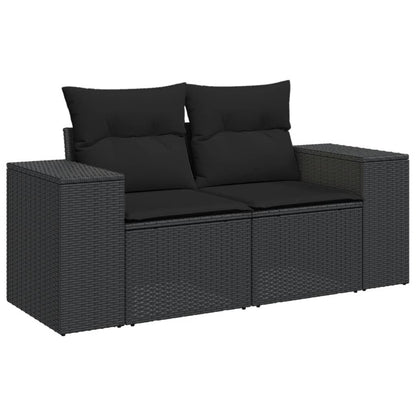 Set Divani da Giardino 9 pz con Cuscini Nero in Polyrattan - homemem39