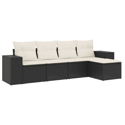 Set Divani da Giardino 5 pz con Cuscini in Polyrattan Nero - homemem39