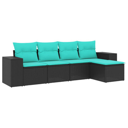 Set Divani da Giardino 5 pz con Cuscini Nero in Polyrattan | homemem39