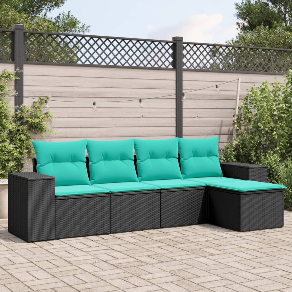 Set Divani da Giardino 5 pz con Cuscini in Polyrattan