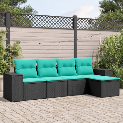 Set Divani da Giardino 5 pz con Cuscini in Polyrattan