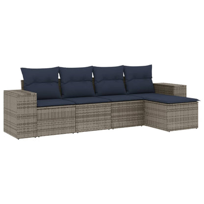 Set Divani da Giardino 5 pz con Cuscini Grigio in Polyrattan | homemem39