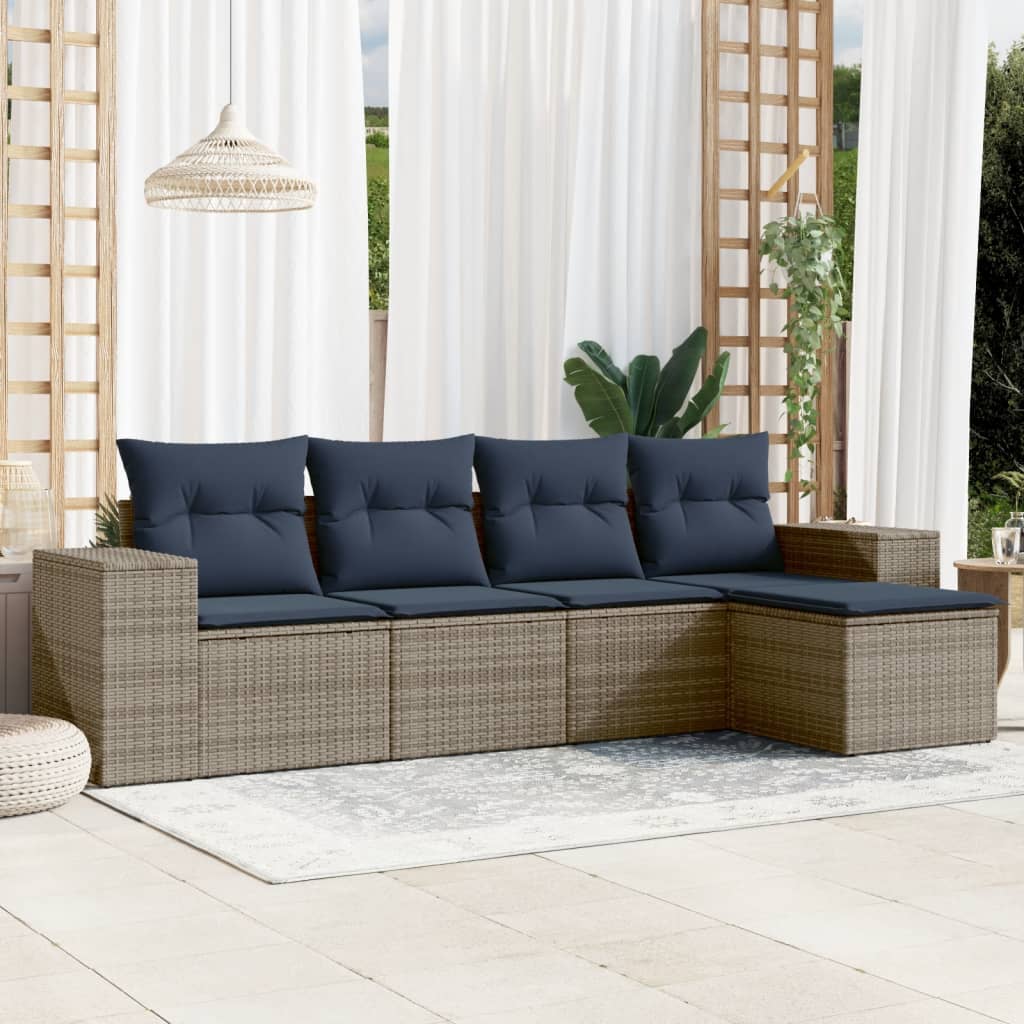 Set Divani da Giardino 5 pz con Cuscini in Polyrattan
