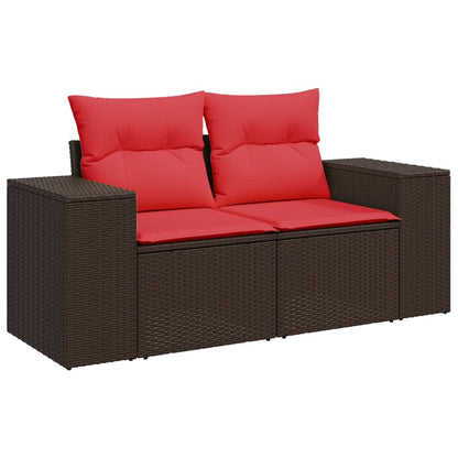 Set Divani da Giardino 5 pz con Cuscini Marrone in Polyrattan | homemem39