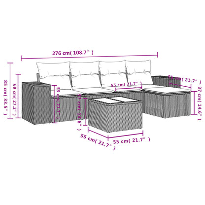 Set Divano da Giardino 6 pz con Cuscini Nero in Polyrattan - homemem39