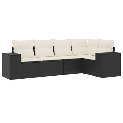 Set Divani da Giardino 5 pz con Cuscini in Polyrattan Nero - homemem39