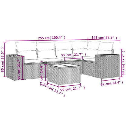 Set Divano da Giardino 6 pz con Cuscini Beige in Polyrattan - homemem39