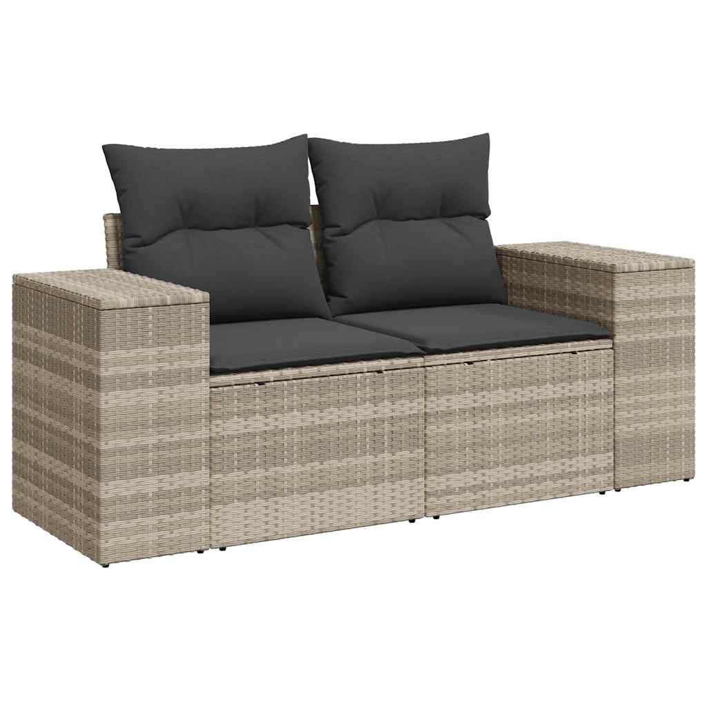 Set Divano da Giardino 6pz con Cuscini grigio chiaro Polyrattan