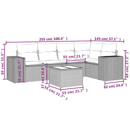 Set Divani da Giardino 6 pz con Cuscini Marrone in Polyrattan | homemem39