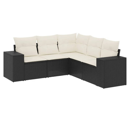 Set Divani da Giardino 5 pz con Cuscini in Polyrattan Nero - homemem39