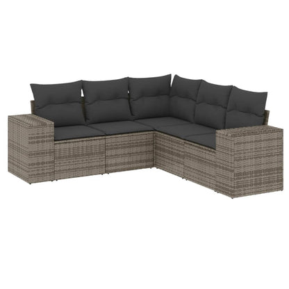 Set Divano da Giardino 5 pz con Cuscini Grigio in Polyrattan - homemem39