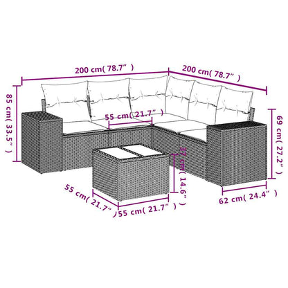 Set Divano da Giardino 6 pz con Cuscini Nero in Polyrattan | homemem39