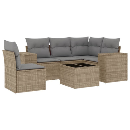 Set Divano da Giardino 6 pz con Cuscini Beige in Polyrattan - homemem39