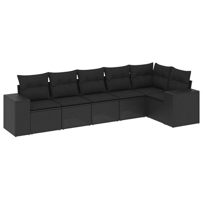 Set Divano da Giardino 6 pz con Cuscini Nero in Polyrattan - homemem39
