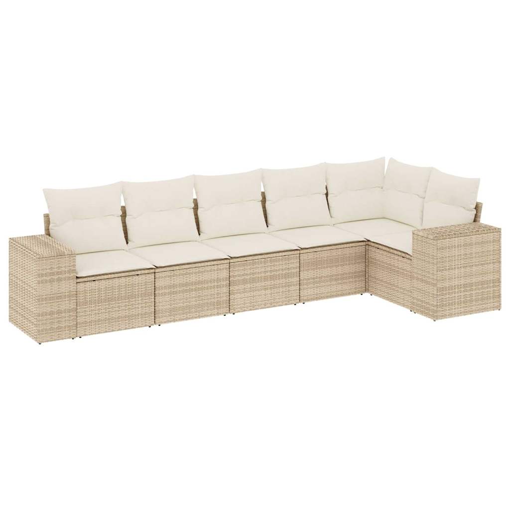 Set Divano da Giardino 6 pz con Cuscini Beige in Polyrattan - homemem39