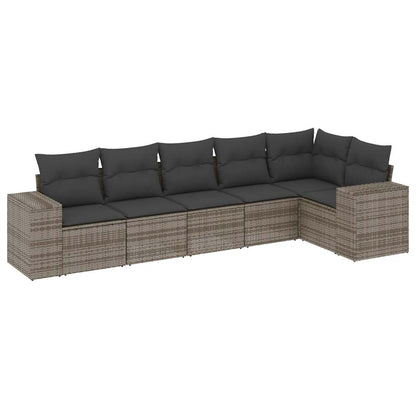 Set Divano da Giardino 6 pz con Cuscini Grigio in Polyrattan - homemem39