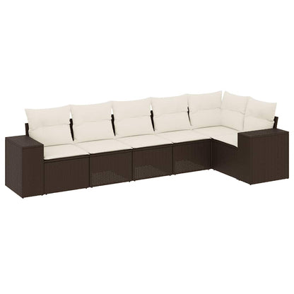 Set Divano da Giardino 6 pz con Cuscini Marrone in Polyrattan - homemem39
