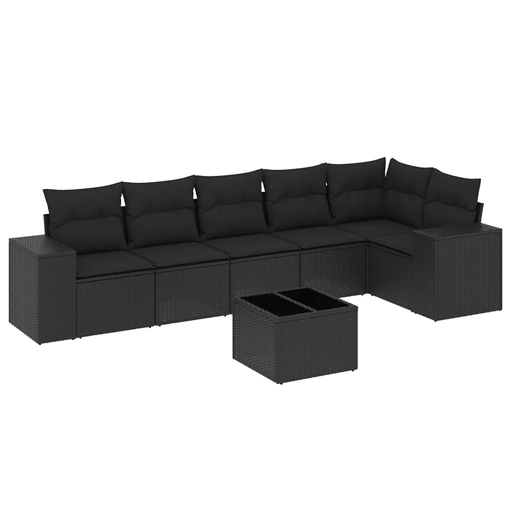 Set Divani da Giardino con Cuscini 7pz Nero Polyrattan - homemem39
