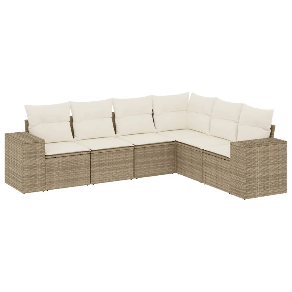 Set Divano da Giardino 6 pz con Cuscini Beige in Polyrattan - homemem39