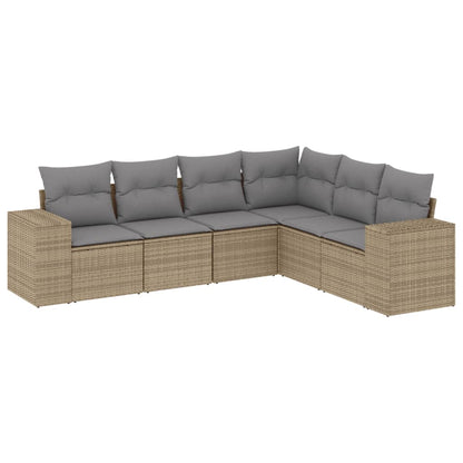 Set Divano da Giardino 6 pz con Cuscini Beige in Polyrattan - homemem39