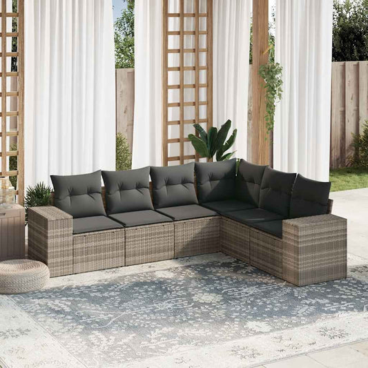 Set Divano da Giardino 6pz con Cuscini Grigio Chiaro Polyrattan - homemem39
