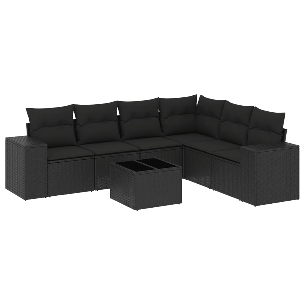 Set Divani da Giardino con Cuscini 7pz Nero Polyrattan - homemem39