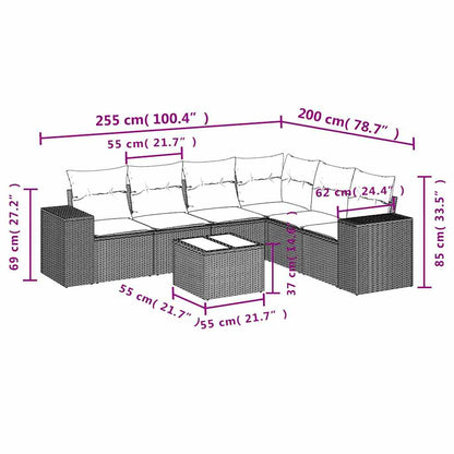 Set Divani da Giardino 7pz con Cuscini Grigio Chiaro Polyrattan - homemem39